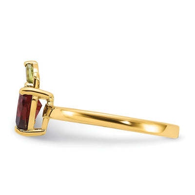 14K Gold Garnet and Peridot Apple Ring