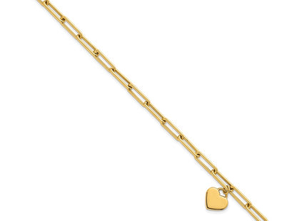 14K gold heart bracelet, alternate view