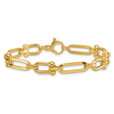 14K Polished Fancy Cable Link Bracelet, 7.75 x 7.35mm