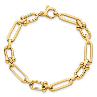 14K Polished Fancy Cable Link Bracelet, 7.75 x 7.35mm