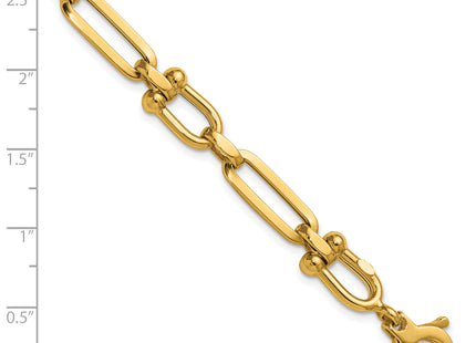 14K Polished Fancy Cable Link 7. Bracelet, 7.75 x 7.35mm