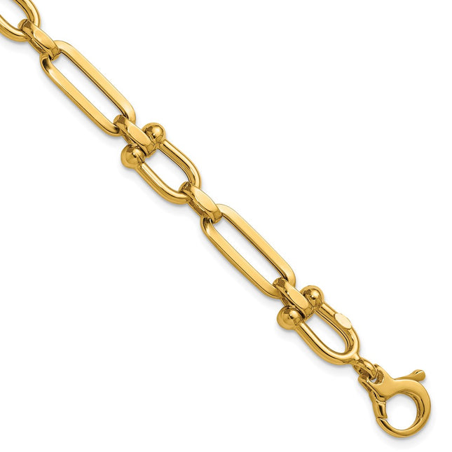 14K Polished Fancy Cable Link 7. Bracelet, 7.75 x 7.35mm