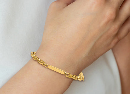 14k Polished Fancy Cable Chain with Three Bars Bracelet