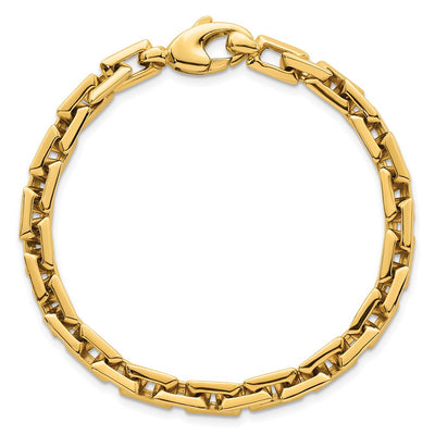 14K Polished Fancy Square Link Bracelet, 7.5 x 6.2mm