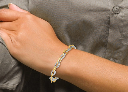 14k Two-tone Polished Oval Link 7. Bracelet