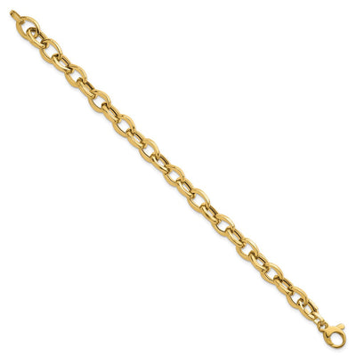 14K Polished Fancy Oval Cable Link Bracelet, 7.5 x 7.8mm