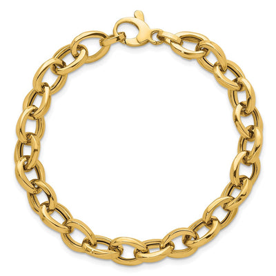 14K Polished Fancy Oval Cable Link Bracelet, 7.5 x 7.8mm