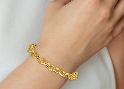 14k Polished Fancy Oval Cable Link 7. Bracelet, 7.5 x 7.8mm