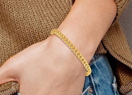 14k Polished Flat Curb Chain 7. Bracelet Plus Extender