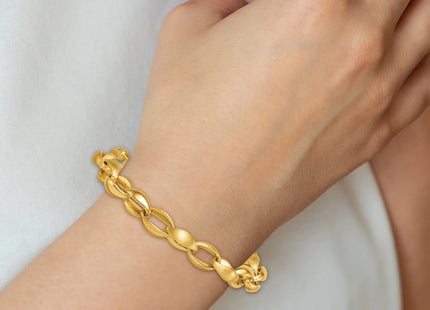 14k Polished And Brushed Fancy Oval Cable Link 7. Bracelet