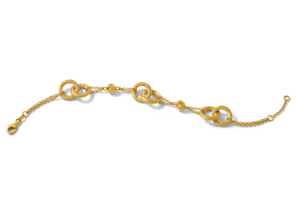 14k Polished And Brushed Double Loop and Chain 6. Bracelet with 0. Extender