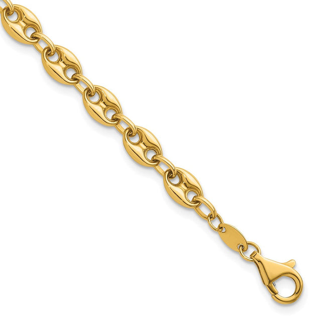 14K Polished Puffed Anchor/Mariner Link 7. Bracelet, 7.75 x 6.3mm