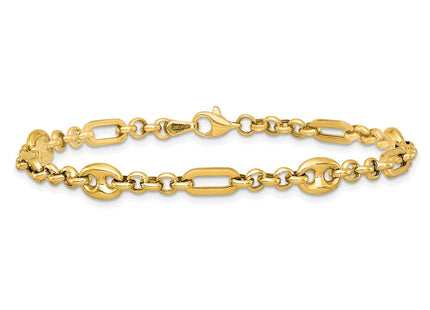 14K Polished Fancy Multi Link 7. Bracelet (Style SF3162-7.5)