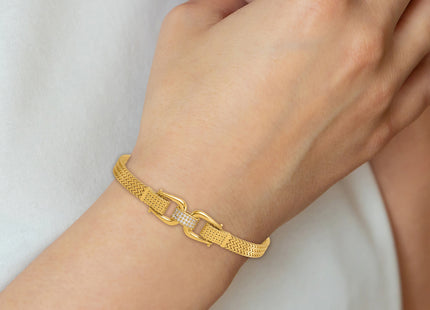 14k Polished CZ Center 7. Fancy Zig-Zag Link Bracelet