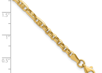 14K Polished and Diamond-cut Fancy Link 7. Bracelet, 7.5 x 3.9mm