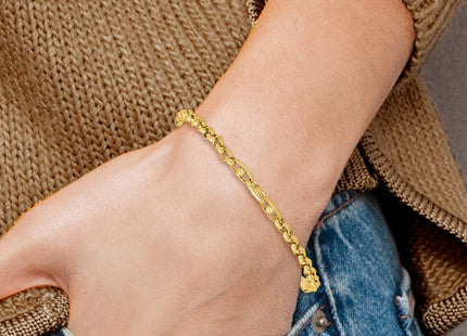 14K Polished and Diamond-cut Fancy Link 7. Bracelet, 7.5 x 3.9mm
