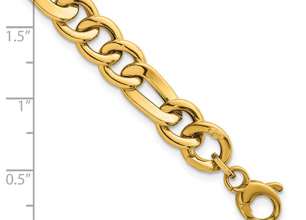 14k Polished Fancy Figaro Link 7. Bracelet, 7.5 x 8.35mm