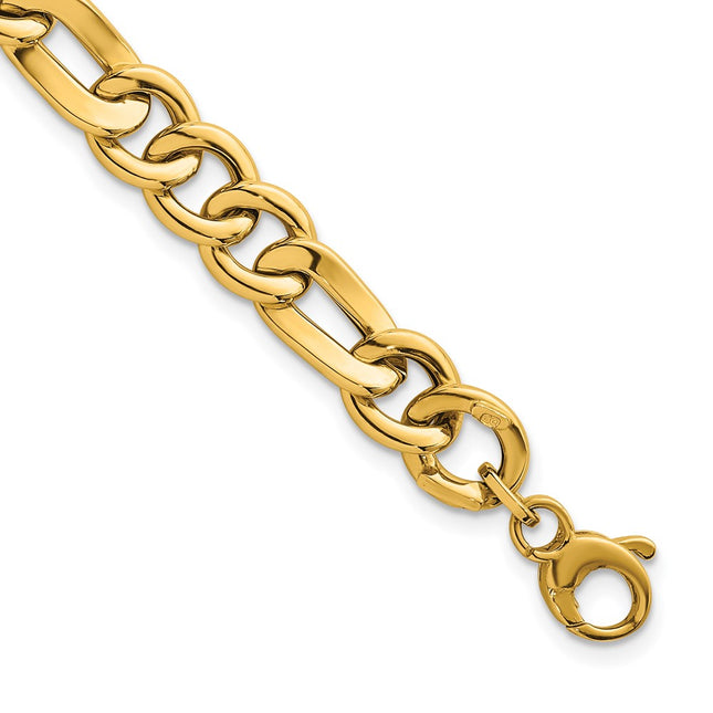 14k Polished Fancy Figaro Link 7. Bracelet, 7.5 x 8.35mm