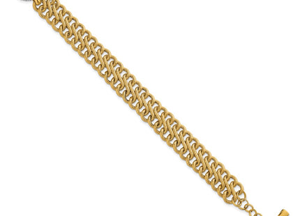 14k Yellow & Rhodium Chain Bracelets Style SF3179 - Classique Jewelry Inc.