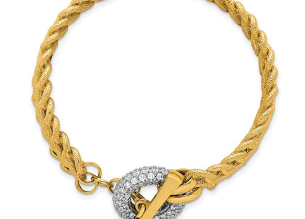 14k Yellow & Rhodium Chain Bracelets Style SF3179 - Classique Jewelry Inc.