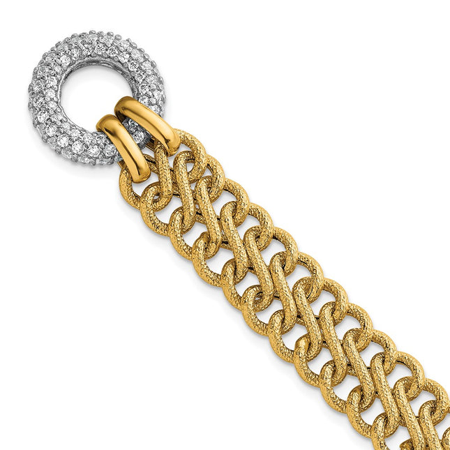 14k Yellow & Rhodium Chain Bracelets Style SF3179 - Classique Jewelry Inc.