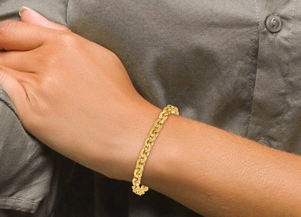14K Polished Fancy Cable Link 7. Bracelet, 7.5 x 5.7mm