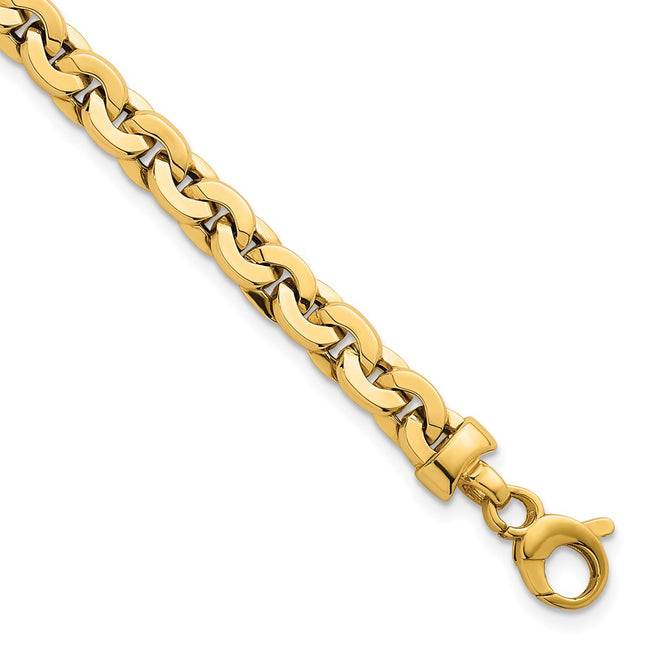 14K Polished Fancy Cable Link 7. Bracelet, 7.5 x 5.7mm