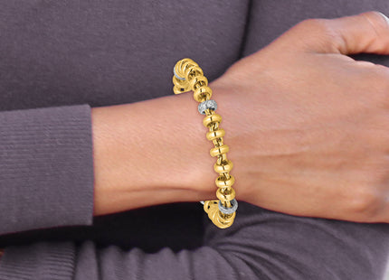 14k Two-tone Polished Fancy Link CZ 7. Bracelet