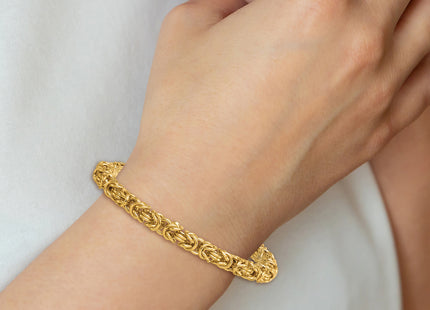 14K Polished Fancy Rounded Byzantine Link 7. Bracelet
