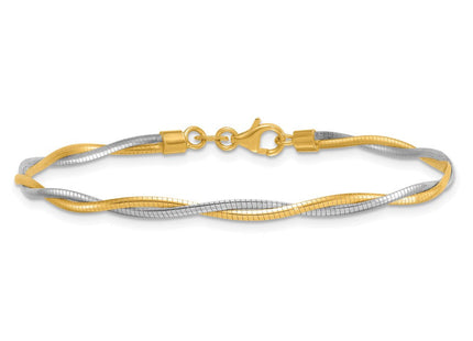 14k Two-tone Polished Twisted Round Omega