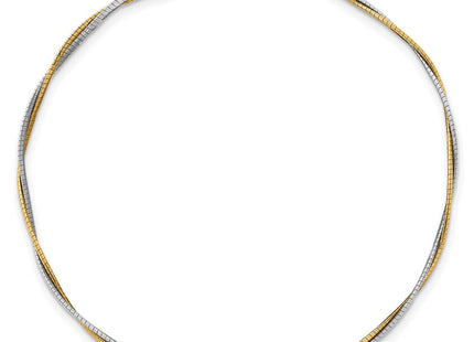 14k Two-tone Polished Twisted Round Omega
