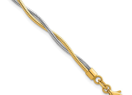 14k Two-tone Polished Twisted Round Omega