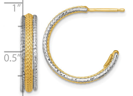 14k Two-tone Earrings Style SF3203E - Classique Jewelry Inc.