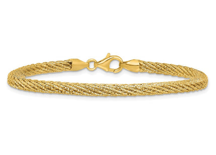 14k Polished and Diamond-cut Round Woven Wire