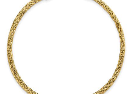 14k Polished and Diamond-cut Round Woven Wire