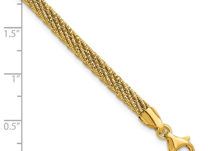 14k Polished and Diamond-cut Round Woven Wire