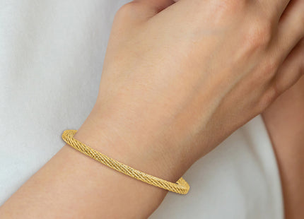 14k Polished and Diamond-cut Round Woven Wire, 7.5 x 4.36mm