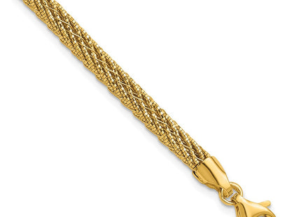 14k Polished and Diamond-cut Round Woven Wire