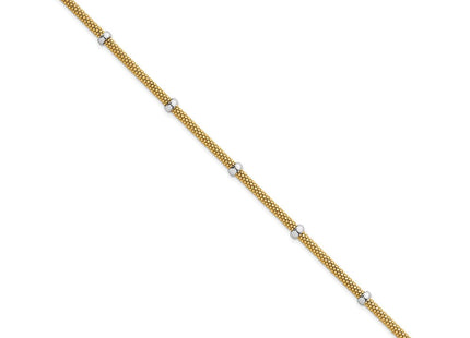 14k Two-tone Polished Fancy Mesh With Bead