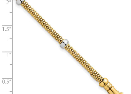 14k Two-tone Polished Fancy Mesh With Bead