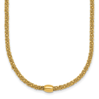 14K Polished and Textured Twisted with Bead, 17 x 5.09mm