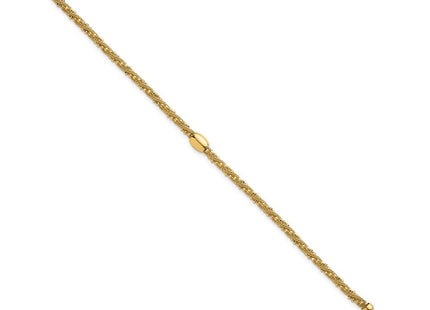 14k Polished and Textured Twisted with Bead