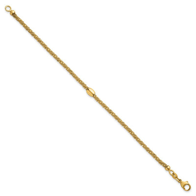 14K Polished and Textured Twisted with Bead, 17 x 5.09mm