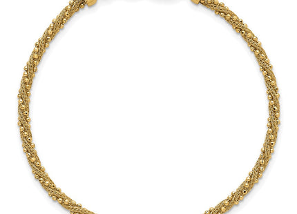 14k Polished and Textured Twisted with Bead