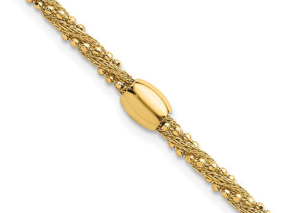 14k Polished and Textured Twisted with Bead
