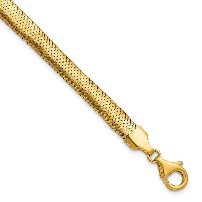 14k Polished Woven Mesh, 17 x 6.18mm