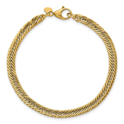 14K Polished Fancy Hollow Curb Link, 17 x 5.5mm