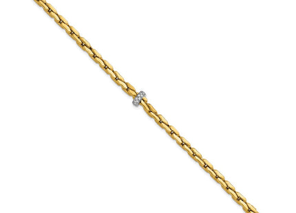 14K Two-tone Polished Fancy Link with CZ Bead