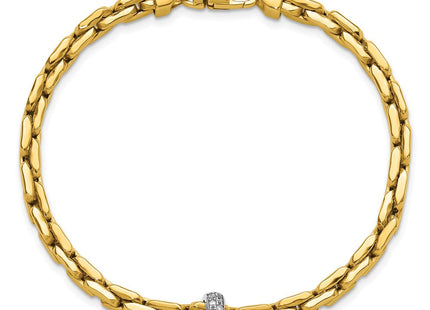 14K Two-tone Polished Fancy Link with CZ Bead
