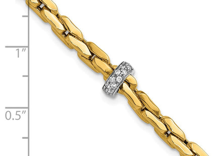 14K Two-tone Polished Fancy Link with CZ Bead